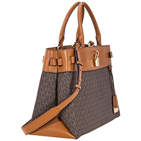 gramercy large logo satchel michael kors|Gramercy Large Striped Leather and Logo Satchel .